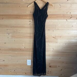 Byer Too! Vintage Black Sleeveless Evening Gown with Subtle Sequin Detailing